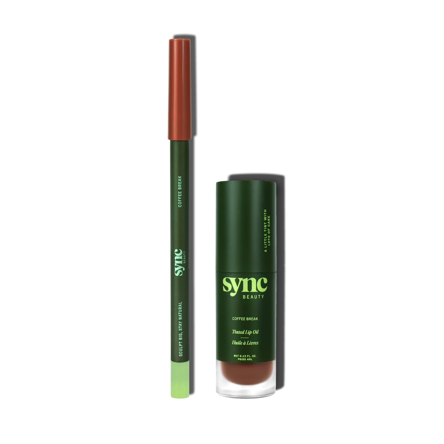 Sync Beauty lip oil and lip liner set in Coffee Break