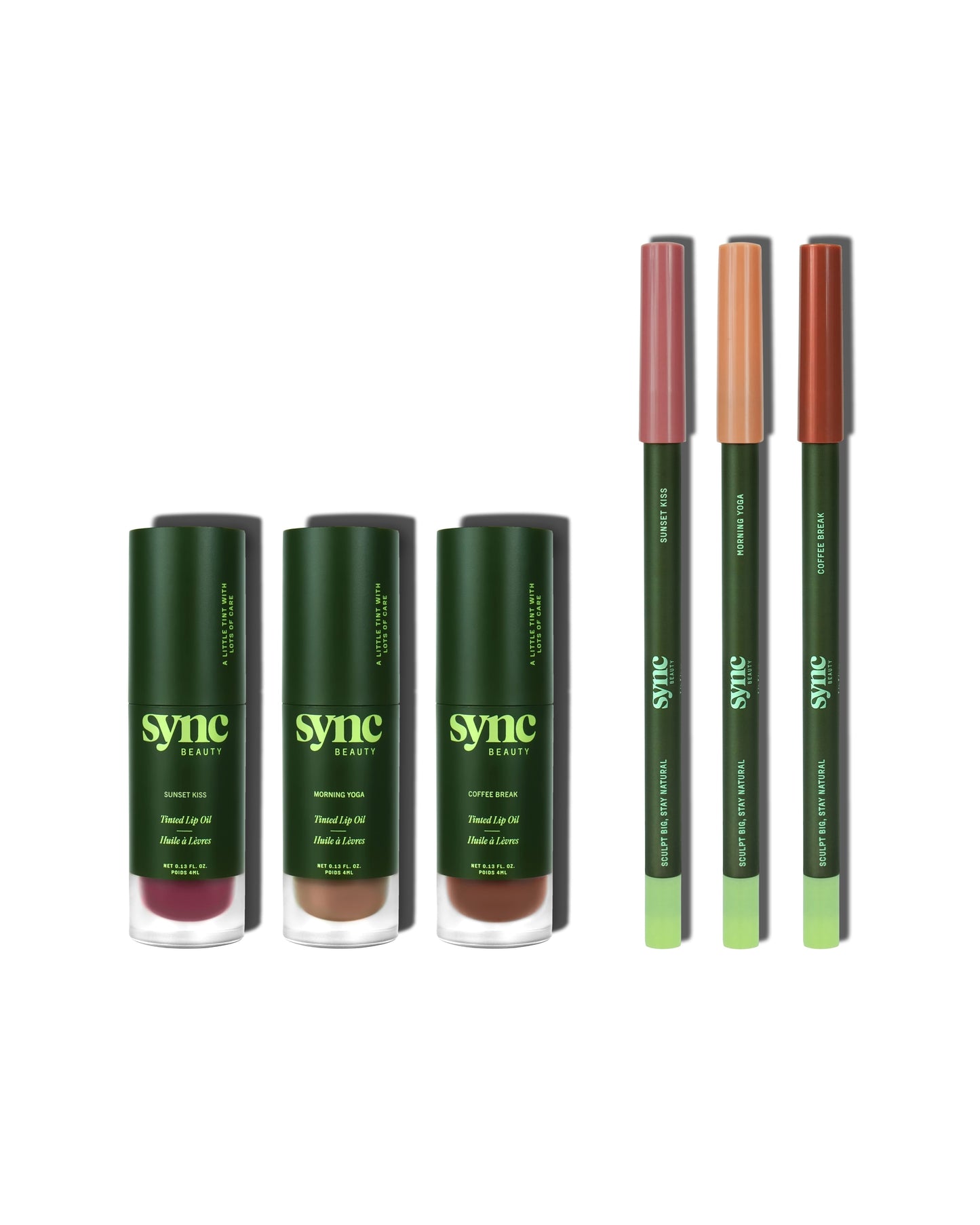 Sync Beauty Sculpt & Glow Essentials Set with lip liner and tinted lip oil